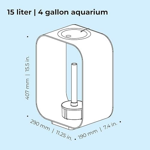 biOrb Life 15 Acrylic 4-Gallon Aquarium with White LED Lights Modern Compact Tank for Tabletop or Desktop Display, Transparent thumbnail 3