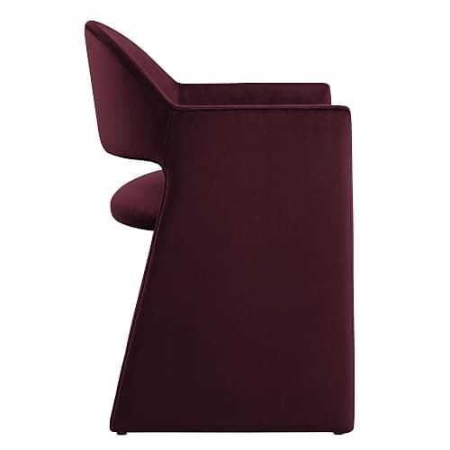 Modway Talia Performance Velvet Dining Armchair in Mulberry - Modern Curved Dining Chair with Open-Back - Stain-Resistant Velvet Barrel Chair - Living Room Accent Chair with Arms thumbnail 6