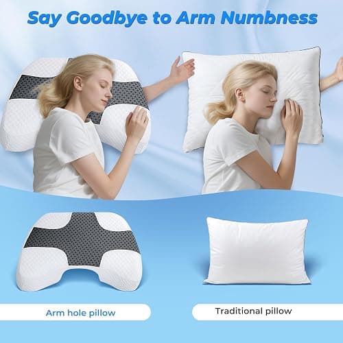 SAHEYER Side Sleeper Pillow with Arm Hole, Upgraded Shoulder Relief System for Neck Pain, Multi-Angle Memory Foam Pillow for Adults Side, Back and Stomach Sleeper Pressure-Free Sleep (Black) thumbnail 6