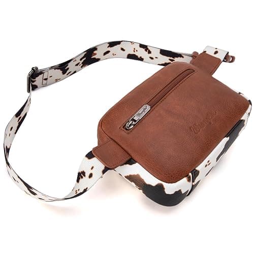 Wrangler Cow Print Waist Pack Western Belt Bag for Women with Adjustable Strap, Brown thumbnail 4