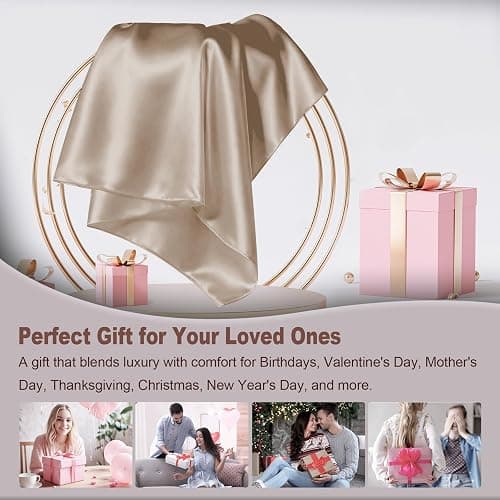 LYSHIN Silk Pillow Cases 2 Pack Standard Size with Zipper, Champagne | 19 Momme Mulberry Silk Pillowcase for Skin and Hair, Anti-Acne, Hypoallergenic, Cooling, Beauty Sleep, Gifts for Women thumbnail 7