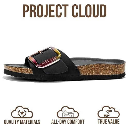 Project Cloud 100% Genuine Leather Sandals Women Dressy Beach Essentials Slides for Women Footwear - Lightweight with Memory Foam Insole Sandals for Women 2026 - Womens Slides thumbnail 4