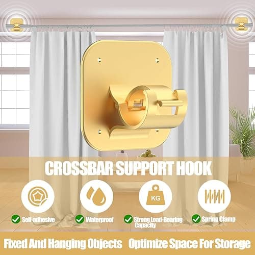JHCJHC No Drill Curtain Rod Brackets - 20LB, 4 Pack Self Adhesive Curtain Rod Holder, Peel and Stick Wall Hooks, Renter Friendly Upgrades for Apartment, Kitchen, Bathroom, Dorm, Living Room and RV thumbnail 3