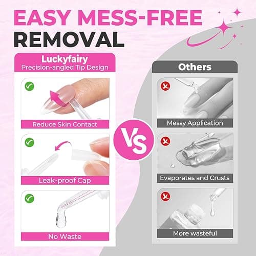 Luckyfairy Nail Glue Remover for Press on Nails, 15ml Acetone-free Nail Polish Remover, Multi-Functional Glue Remover for Nails Tips, Quick Easy Gentle Removal, Not for Gel Polish thumbnail 4
