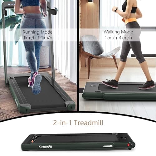 Goplus 2 in 1 Folding Treadmill with Dual Display, 2.25HP Superfit Under Desk Electric Pad Treadmill, Installation-Free, Blue Tooth Speaker, APP Control, Remote Control, Walking Jogging for Home thumbnail 2