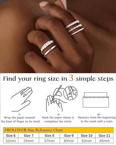 FROLOVER Stackable Silver/Gold Rings for Women Non Tarnish Trendy Dainty 14K Gold Plated Stacking Cubic Zirconia Thumb Ring Set Minimalist Promise Wedding Bands Engagement Rings for Women Size 6-10 thumbnail 6