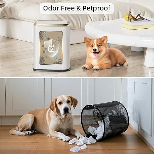 KHMMGK 8L/2.1 Gallon Small Bathroom Trash Can with Lid, Swing-Top Rectangular Waste Bin, Stainless Steel Garbage Can for Home, Office, Toilet, Bedroom, Living-Room (White) thumbnail 3