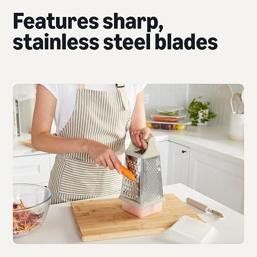 Amazon Basics 4-Sided Cheese Grater with Measurement Container, Stainless Steel, Dishwasher-Safe thumbnail 3