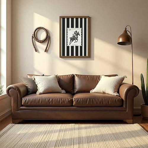 Western Cowboy Wall Art Vintage Horse Paintings Canvas Wall Decor Striped Rodeo Prints Mid Century Cowboy Pictures Country Western Posters for Bedroom Living Room 12x16 Inch Framed thumbnail 7