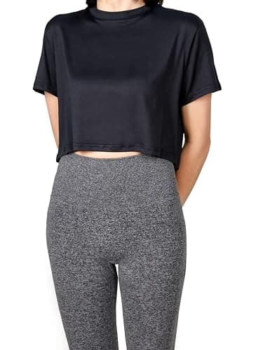MAX ALLIE Women's Ultra Soft Cropped T Shirt Crew Neck Tees Casual Loose Fit Basic Lightweight thumbnail 4