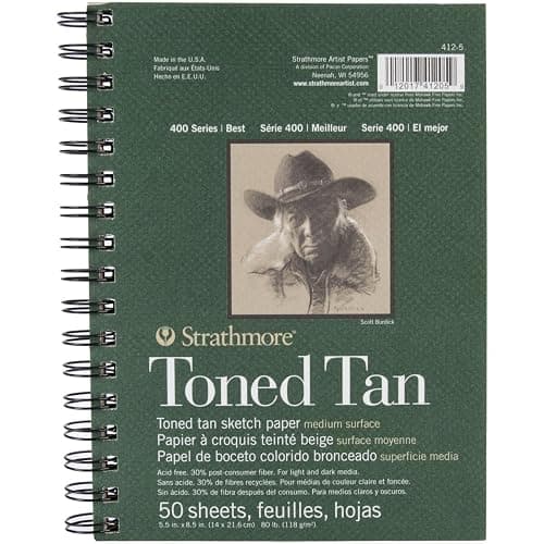 Strathmore 400 Series Sketch Pad, Toned Tan, 5.5x8.5 inch, 50 Sheets - Artist Sketchbook for Drawing, Illustration, Art Class Students - Image 1