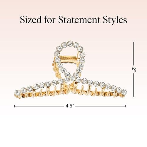 Kitsch Gold Loop-Shaped Hair Clip for Women with Rhinestones - Durable Metal, Strong Hold, & Elegant | Gold Hair Accessories | Ideal Gifts for Women - 1pc thumbnail 5