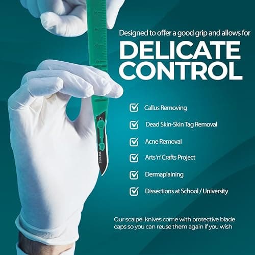 MED PRIDE 10-Pack Disposable Surgical Scalpel (#10) Knives, Sterile Stainless Steel Blades, Plastic Handles, Individually Wrapped, for Dermaplaning, Podiatry, Crafts - #10 thumbnail 2