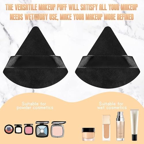 Suclain 48 Pcs Velour Triangle Powder Puff Soft Velour Makeup Puff for Face Powder Makeup Triangle Sponges for Wet and Dry Cosmetic Foundation Loose Mineral Body Tool(Black) thumbnail 5