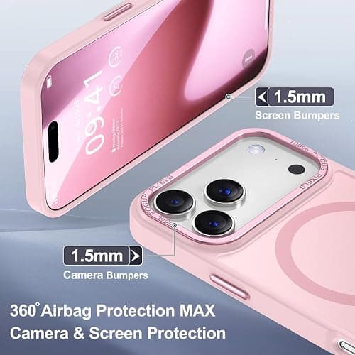 Newfuture Magnetic for iPhone 17 Pro Max Case Matte Shockproof, Tender Pink | Military Drop Protection, Slim Matte Anti-Fingerprint, Compatible with Magsafe, Camera Guard, Translucent Protective Cover thumbnail 6