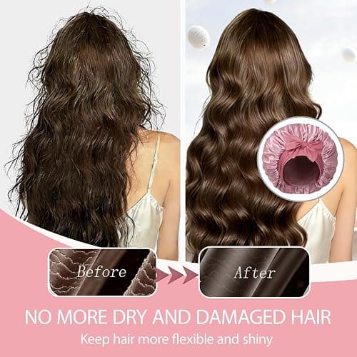 Silk Bonnet for Women, Satin Bonnet for Sleeping, Large Sleep Cap with Elastic Tie Band for Curly Hair thumbnail 7