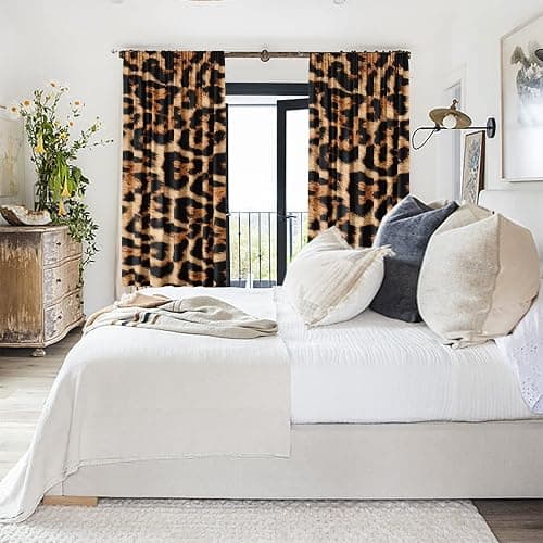 IFFVGX Cheetah Print Curtains 52WX84H Rod Pocket Leopard Not Blakout Curtains for Bedroom Living Room Wild Animals Print Drapes 2 Panels thumbnail 9