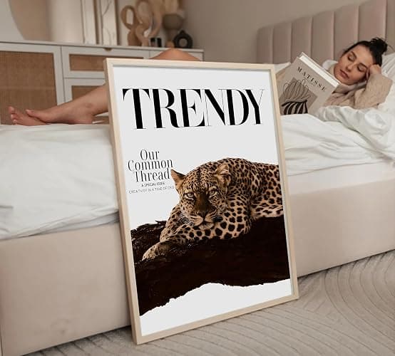 Set of 3 Black Leopard Print Wall Art Funky Lucky 8 Ball Poster Prints Preppy Room Aesthetic Cheetah Pictures Wall Decor for Girls Bedroom Apartment Dorm Home Decoration Unframed 12x16in thumbnail 2