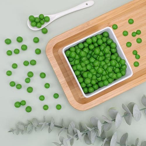 Woration Fake Pea Grains Artificial Green Beans Faux Mung Beans Lifelike Vegetable Decoration with Bowl Set Home Kitchen Shop Food Prop - 60g thumbnail 2