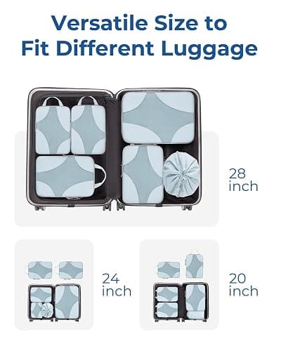 BAGSMART Compression Packing Cubes for Travel, Compressible Luggage Organizer for Cruise Ship, Lightweight Travel Essentials 6-Pack 1L+2M+2S+1Shoe Bag thumbnail 3