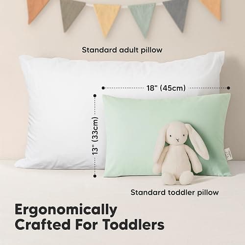 KeaBabies 2pk Toddler Pillows 2 Year Old to 5,13x18 Kids Pillow(Soft White) | Soft Organic Cotton Kids Pillow for Sleeping, Travel, School, Daycare, Nap, Toddler Bed, Machine Washable, Without Pillowcase thumbnail 2