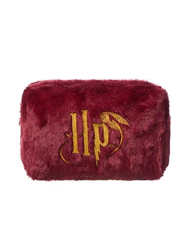 Harry Potter Womens Makeup Bag & Mirror | Ladies Burgendy Fur Cosmetic Pouch Logo | Travel Beauty Case thumbnail 3