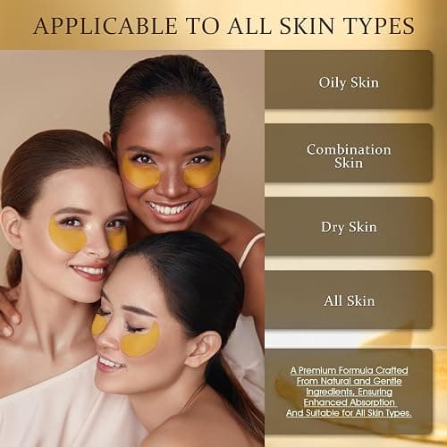 YOYORY Hydrogel Eye Patches for Dark Circles, Puffy Eyes & Wrinkles - Collagen & Hyaluronic Acid Infused Under Eye Masks, Hydrating Firming Care, Fine Lines,Eye Bags Reduction (60 Pcs) Gold thumbnail 4