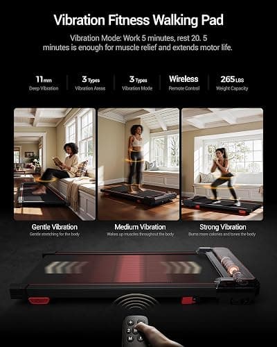 CURSOR FITNESS Walking Pad with Vibration Plate with 14% Incline | 3.0HP Quiet Motor 3 Adjustable Vibration Modes 265LBS Capacity with Remote Control & LED Display Under Desk Office thumbnail 3