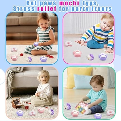4pcs Taba Squishy Cat Paw Donut Squeeze Toys, Kawaii Mochi Sensory Toys, fufu Squishy for Cute Toys,Fidget Novelty Things,Suitable for Kids Teenage thumbnail 4