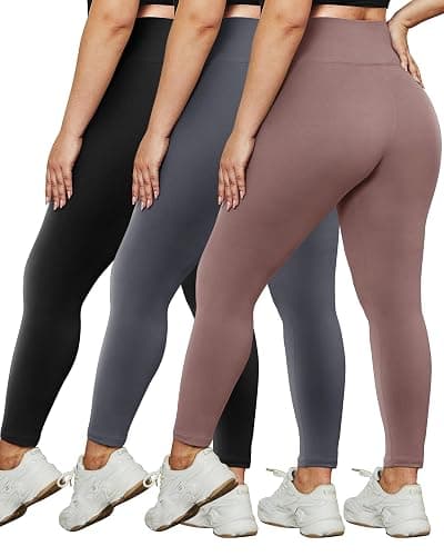 HLTPRO 3 Pack Plus Size Leggings for Women(X-Large - 4X)- High Waist Stretchy Soft Pants for Workout Running Yoga - Image 1