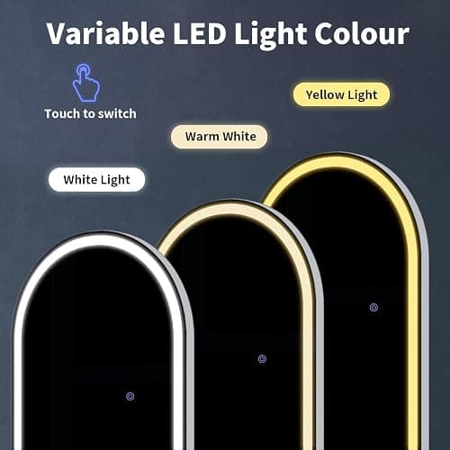 VooBang 56"x21" LED Mirror Full Length - Arched Floor Body Mirror with Dimmable Lights - 3 Color Modes, Standing Leaning Wall Mounted for Bedroom, Dressing Room thumbnail 7
