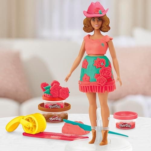 Play-Doh Barbie Florals and Fringe Set, Make Doll Clothes with Modeling Compound & 9 Fashion Accessories, Arts & Crafts for Girls & Boys 5+ thumbnail 2