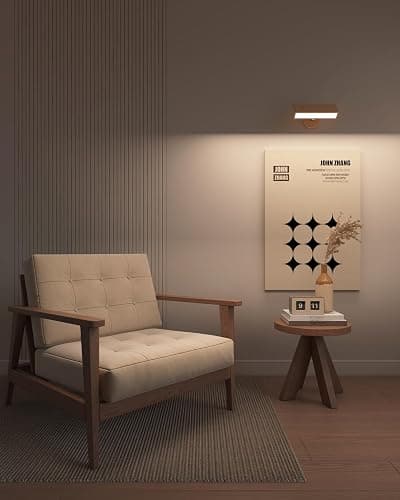 YiLaie Wall Sconces Battery Operated Set of Two,Rechargeable Wall Lamps for Bedroom,Wall Lights Wireless Dimmable,Wood Wall Sconce with 360 Rotation,Peel and Stick Wall Sconces for Bedroom Bedside thumbnail 7