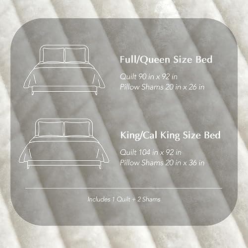 EVERGRACE Velvet Quilt Set King Size, Luxurious Soft Striped Channel Bedding Set, Lightweight Velvet Comforter for All Season, Oversized Bedspread Coverlet with 2 Matching Shams, Ivory White thumbnail 7