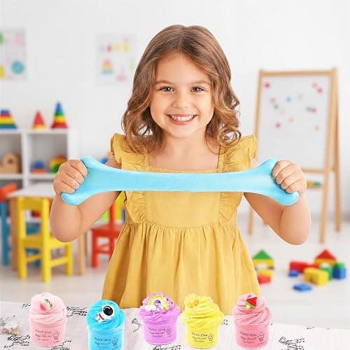 9 Pack Slime Kit with 3 Jelly Cube, 3 Butter & 3 Cloud Slime, Non-Sticky DIY Sensory Toys for Stress Relief, Kids Party Gift for Girls and Boys thumbnail 8