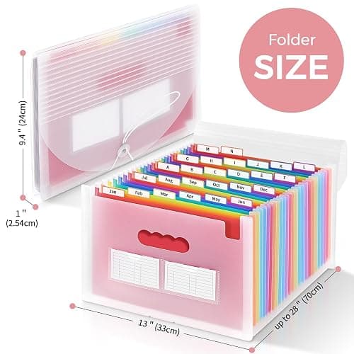 SKYDUE Accordion File Organizer with 26 Pockets & Label Stickers, Expanding File Folders Fit for A4 & Letter Size Paper, Multi-Functional Document Organizer for Home & Office File Management thumbnail 2
