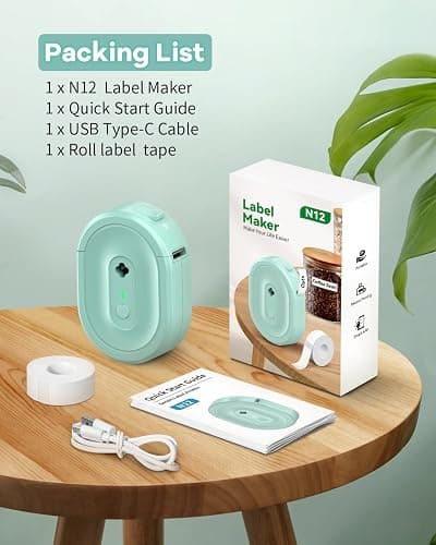 NDYIN N12 Label Maker Machine with 1 Tape Bluetooth Label Printer, Green | Portable Mini Thermal Sticker Printer with Multiple Templates, Labeling Machine for Home/Kitchen/School/Office Organization thumbnail 7