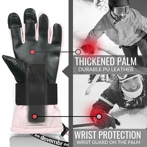 devembr Snowboarding Gloves with Wrist Guards, Ski Gloves Touchscreen, Snow Gloves Waterproof thumbnail 3