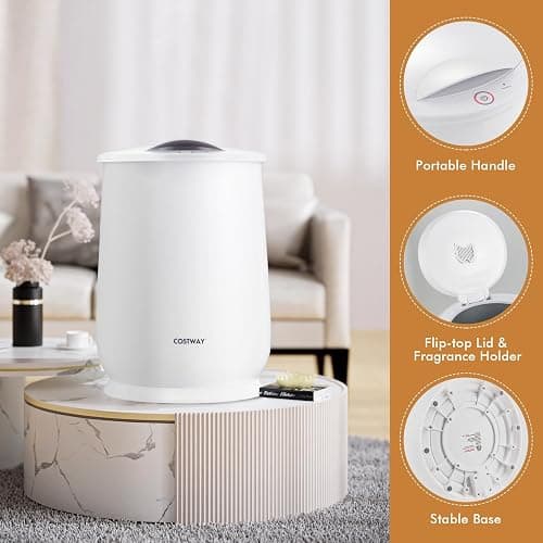 COSTWAY Towel Warmer for Bathroom, 21L Large Towel Warmer with Flip-top Lid, Child Safety Lock, 1H Auto Shut Off, for Towels, 45” x 70” Bathrobes, Blankets (White, 13" x 18.5") thumbnail 7