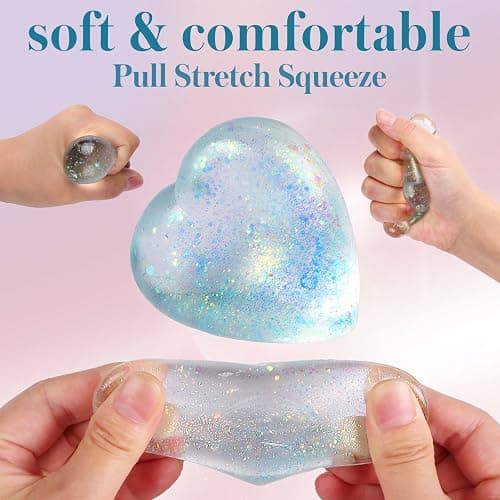 Heart Shape Stress Balls for Adult and Kids (Blue) - Sugar Ball, Squishy Toys for Stress Relief and Party Favors thumbnail 4