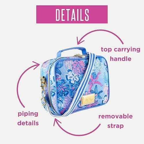 Lilly Pulitzer Insulated Lunch Box for Women, Cute Lunch Cooler Bag with Adjustable/Removable Shoulder Strap, Bahamas Beachcomer thumbnail 4