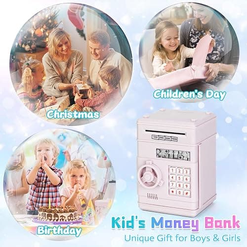 Refasy Piggy Bank Cash Coin Can ATM Bank Electronic Coin Money Bank for Kids Age 3-12, Money Savings Box Mini ATM Coin Bank Toys Gifts for 3 4 5 6 7 8 9 10 11 12 Year Old Boys Girls thumbnail 5