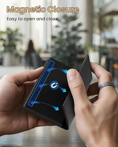 typecase AirTag Wallet for Men: Compatible with Apple AirTag (1st & 2nd Generation), RFID Blocking, Genuine Leather, Slim & Minimalist Design - 14 Card Capacity | ID Window | Cash Slot (Carbon Fiber) thumbnail 8