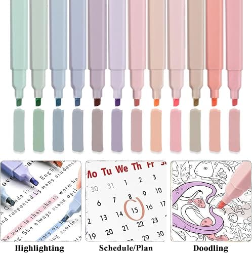 56 PCS Aesthetic School Supplies with Pencil Case, 5 Inspirational Ballpoint Pens, 12 Pastel Highlighters, 5 Black Ink Gel Pens, 6 Mechanical Pencils 0.5-0.7mm Preppy School Supplies Xmas Gift(Green) thumbnail 7