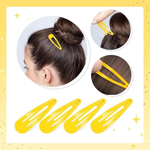 Pagabach 2 Inch Yellow Hair Clips Barrettes Metal Snap Clips for Women Durable Water Drop Ideal Hair Accessories for Hairdressing Wedding and Everyday Use 20 pcs thumbnail 7