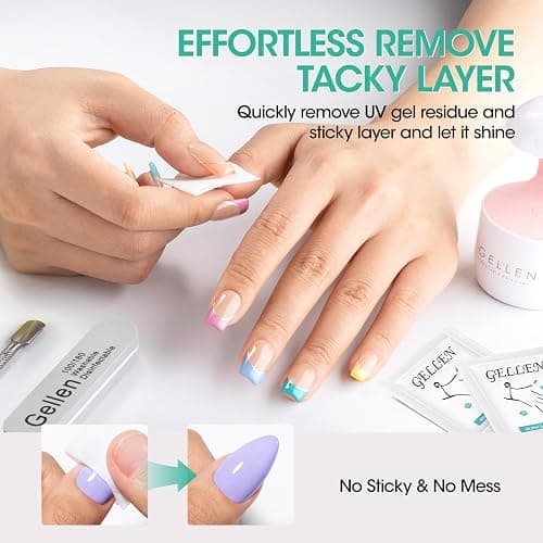 GELLEN Nail Cleanser Pads, 200 Pack Alcohol Prep Pads Nail Cleanser Wipes Remove Tacky Residue, Lint-free Glossy Wipes for Acrylic/Builder/Gel Polish Travel Individually Wrapped for Perfect Manicure thumbnail 4