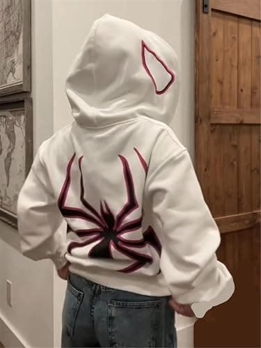 Asadovce Women Men Zip Up Y2k Oversized Hoodie Spider Graphic Full Zipper Sweatshirt Teen Girls Grunge Streetwear Jacket thumbnail 2