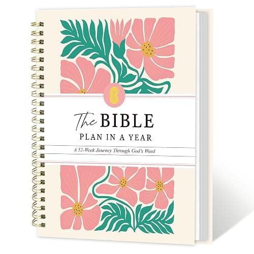 The Bible in a Year: A 52-Week Study Bible Study Guide, Spiral Bible Journal with Thick Paper & Hard Cover for Women | Ideal for Daily Devotions, Group Study, Home/Church - Image 1