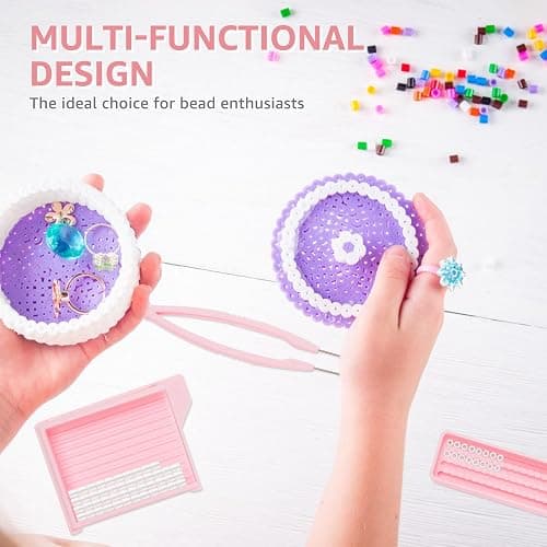 HZUIZXYO 4 Pcs Fuse Bead Tray,Fuse Bead Tool Kit DIY Scoop Aligner Pickup Tool Kit with Needle Tweezer and Aligner Tray for Craft Project Beading Enthusiast thumbnail 6