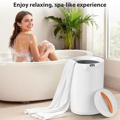 CWDOlROI Towel Warmers for Bathroom, 20L Large Towel Warmer Bucket, Fits Up Two 40"X70" Oversized Towels, Bathrobes, Blankets, Towel Heater with LCD, 4 Timer Setting and Auto Shut Off(White) thumbnail 8